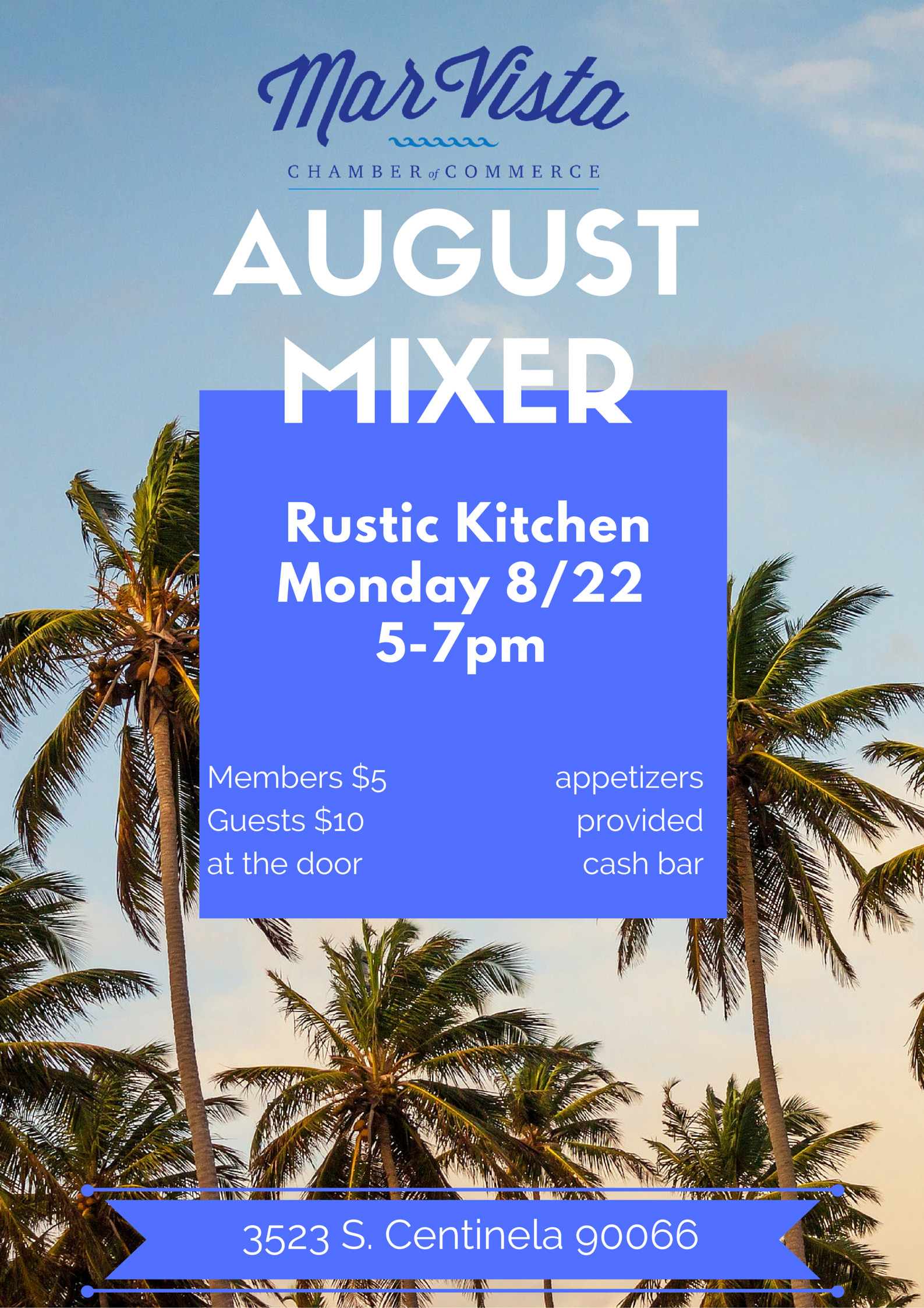 Rustic Kitchen Mar Vista
 August Mixer at Rustic Kitchen Monday August 22nd 5 7pm