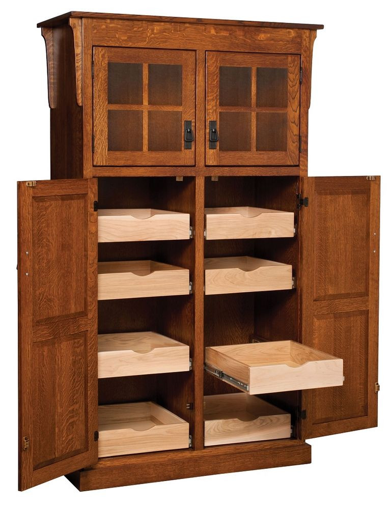 Rustic Kitchen Pantry Cabinet
 Amish Mission Rustic Kitchen Pantry Storage Cupboard Roll