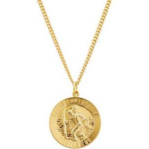 Saint Christopher Necklace
 MRT 24k Gold Plated St Christopher Medal w Necklace Travel