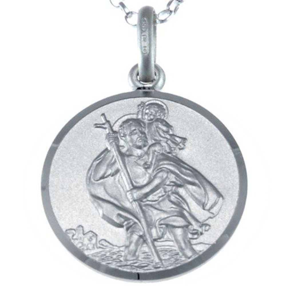 Saint Christopher Necklace
 Mens Silver St Saint Christopher Pendant Chain 50