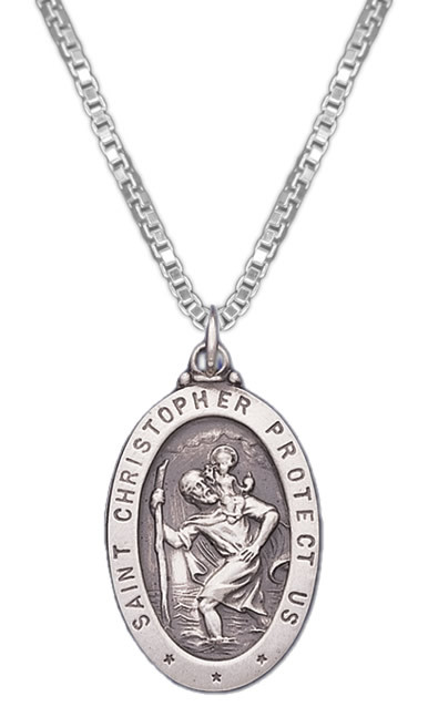 Saint Christopher Necklace
 0 925 Sterling Silver St Christopher Protection Catholic