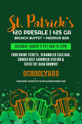 Saint Patrick's Day Party
 St Patrick s Day Party at Schoolyard 2018 Tickets