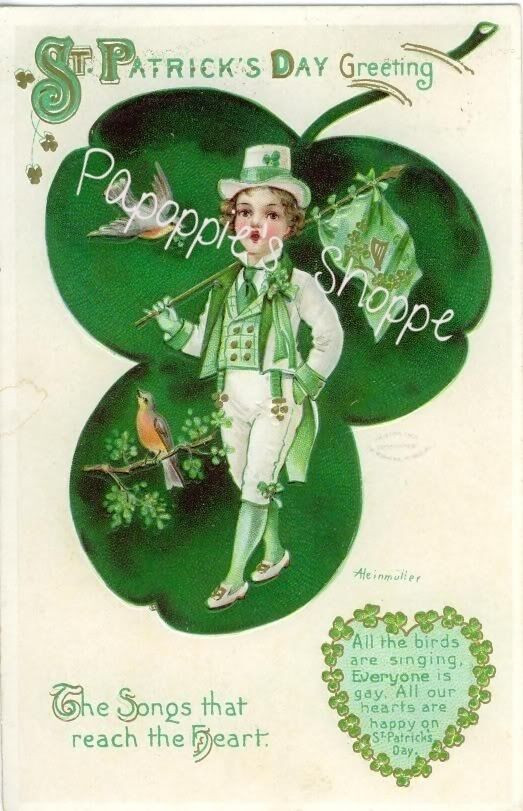 Saint Patrick's Day Quotes
 St Patrick s Day Fabric Block Vintage Postcard on Fabric
