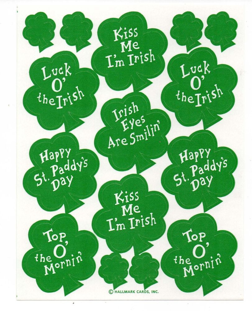 Saint Patrick's Day Quotes
 Vintage Hallmark Sticker ST PATRICK S DAY SHAMROCK