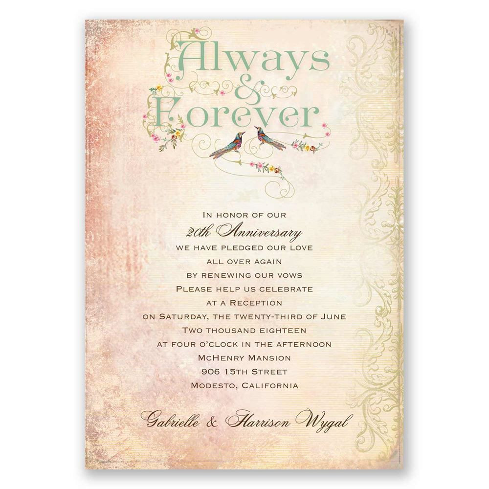 Sample Wedding Vow Renewal
 Always and Forever Vow Renewal Invitation