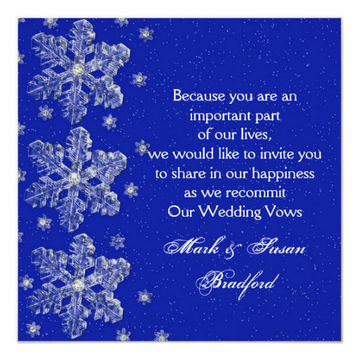 Sample Wedding Vow Renewal
 Winter Wedding Vow Renewal Inviation Blue snow