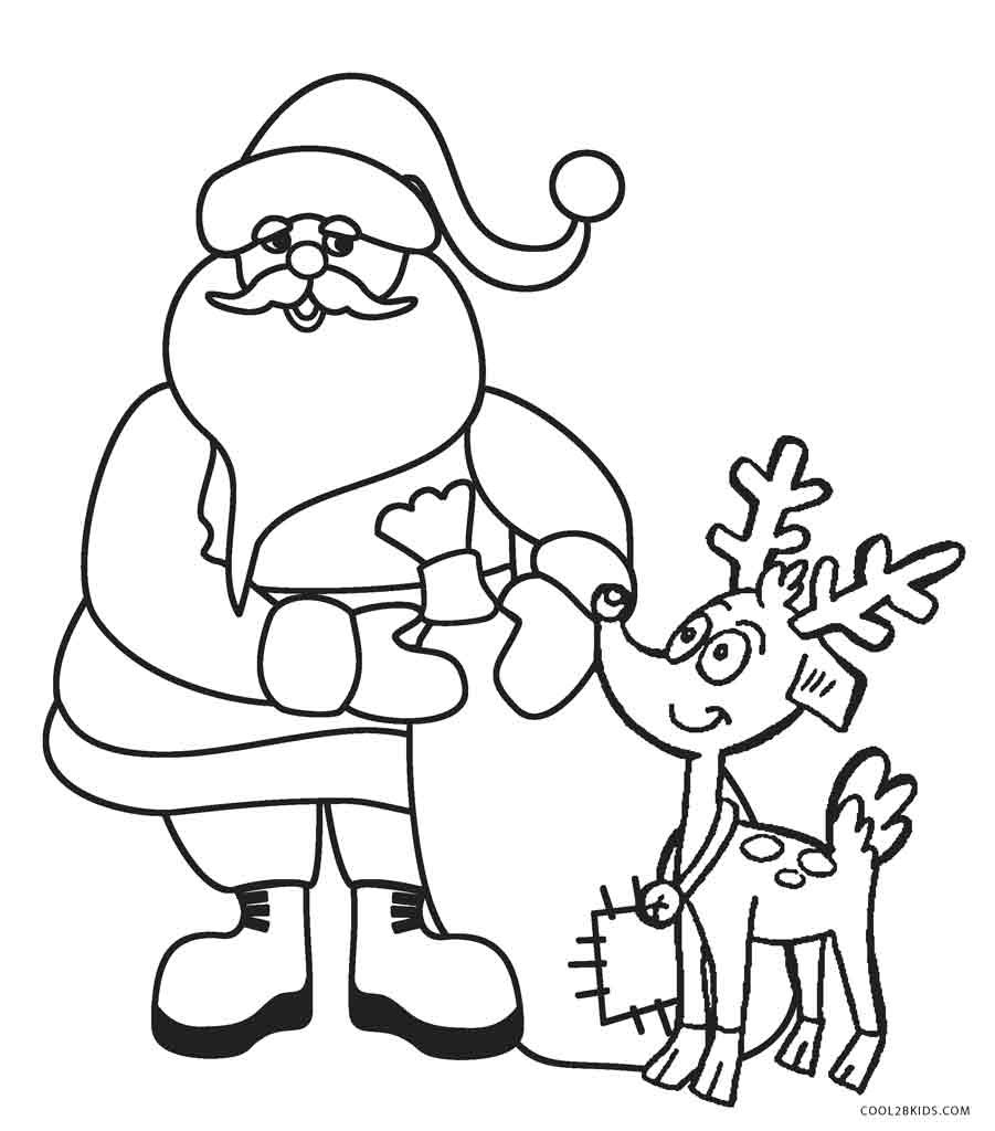 Santa Coloring Pages Printable Free
 Santa And Reindeer Drawing at GetDrawings
