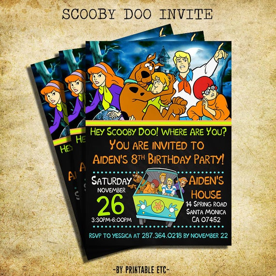 Scooby Doo Birthday Invitations
 Scooby Doo Invitation Scooby Doo Chalkboard Birthday Party
