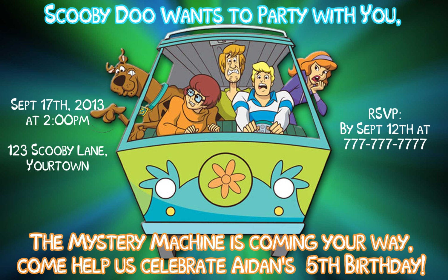 Scooby Doo Birthday Invitations
 Items similar to Scooby Doo Where Are You Birthday