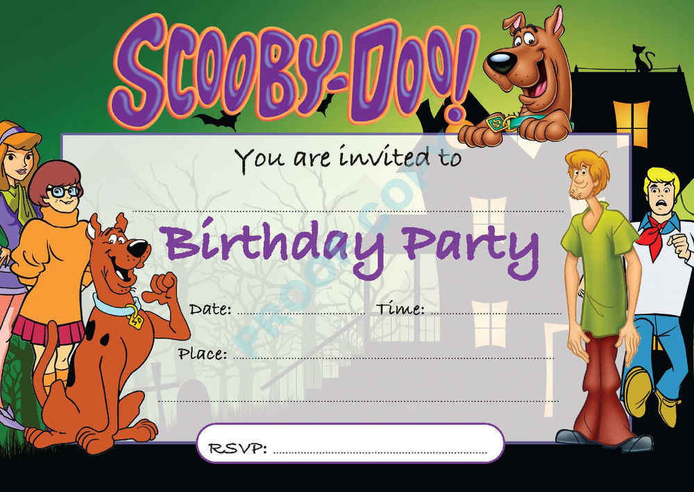 Scooby Doo Birthday Invitations
 7 SCOOBY DOO Pack of 10 kids children birthday party