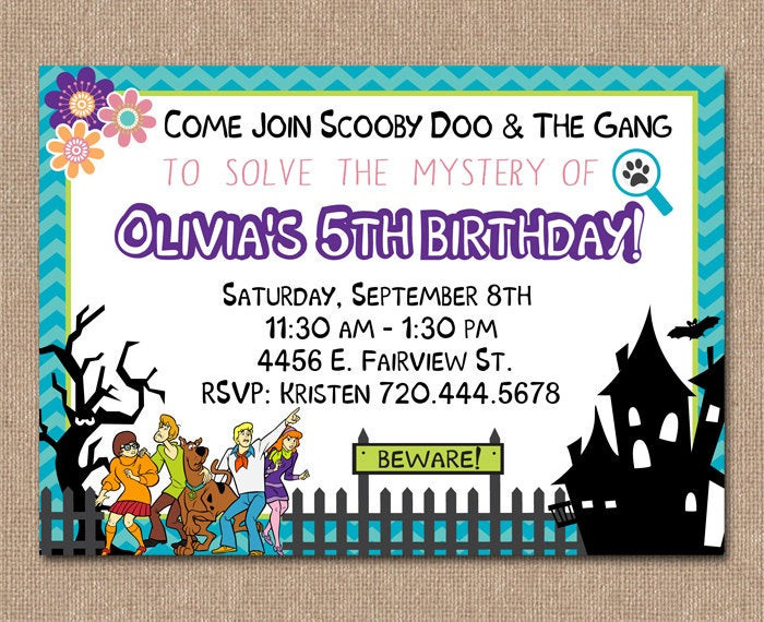 Scooby Doo Birthday Invitations
 SCOOBY DOO Birthday Invitation Girl Birthday by