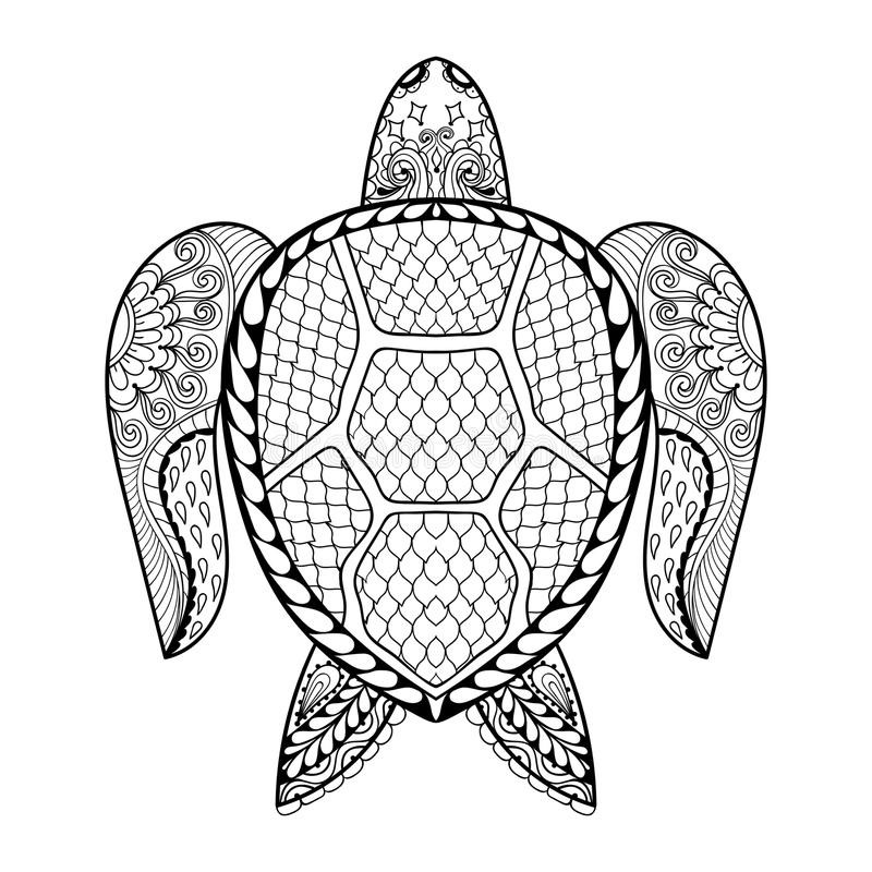 Sea Turtle Coloring Pages For Adults
 Hand Drawn Sea Turtle For Adult Coloring Pages In Doodle