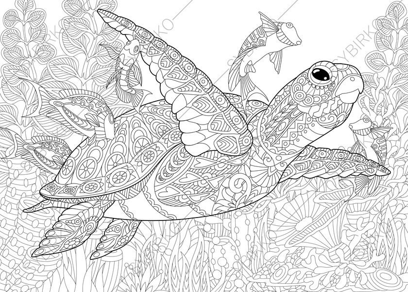 Sea Turtle Coloring Pages For Adults
 Coloring Pages for adults Ocean World Turtle Underwater