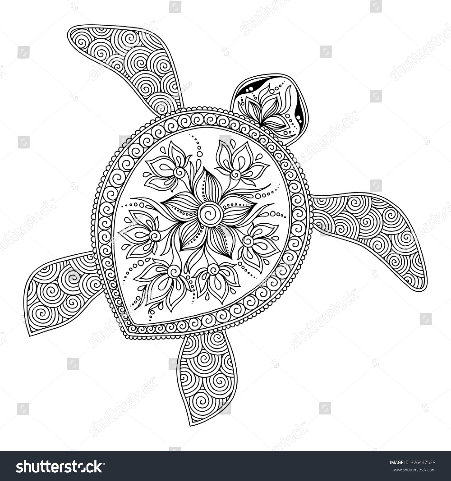 Sea Turtle Coloring Pages For Adults
 Pattern Coloring Book Coloring Book Pages Stock Vector