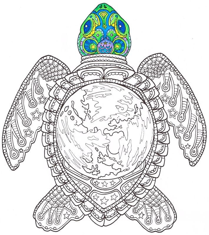 Sea Turtle Coloring Pages For Adults
 Adult Coloring Page World Turtle Printable coloring page