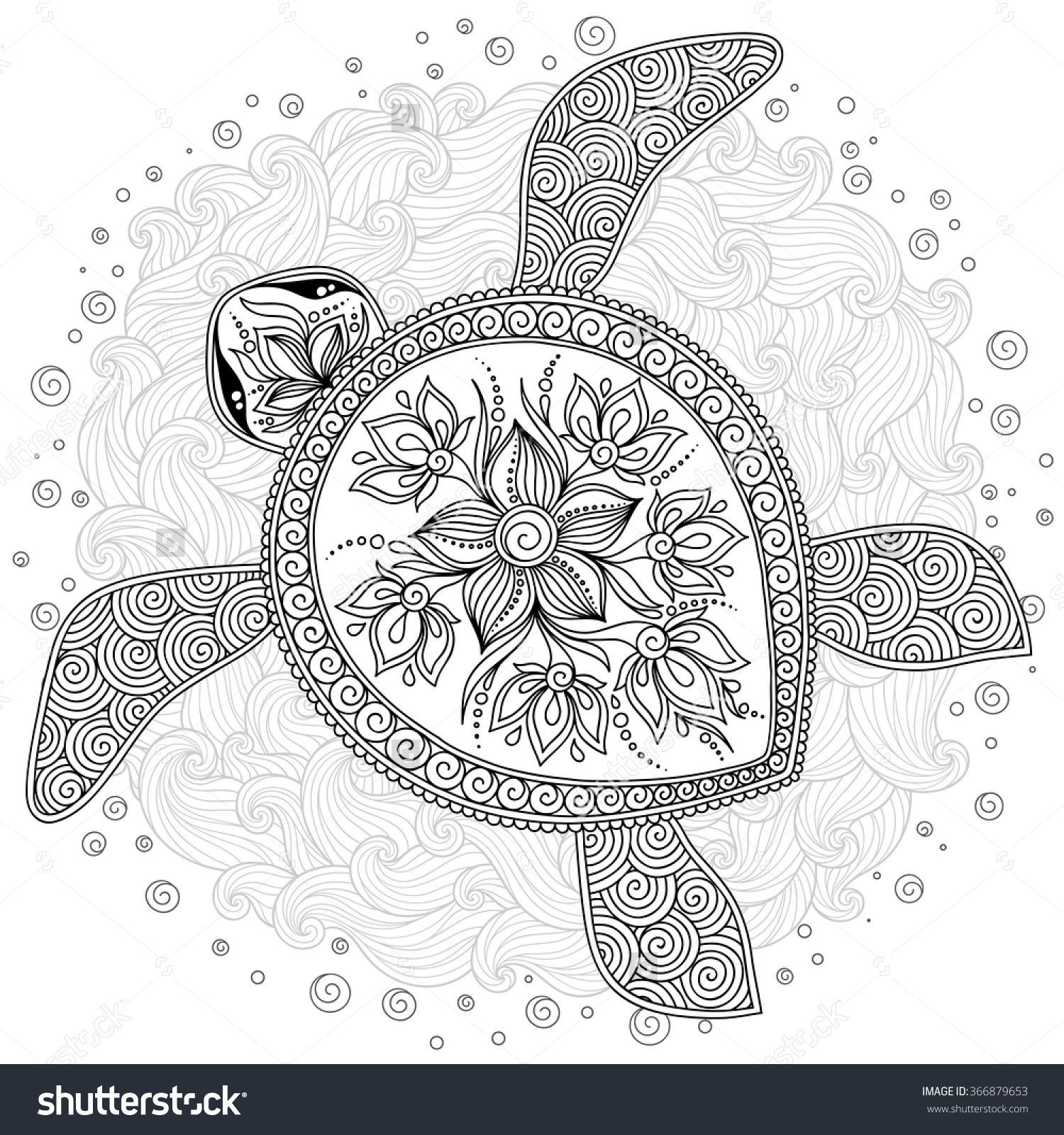 Sea Turtle Coloring Pages For Adults
 Coloring Pages Hand Drawn Sea Turtle Mascot For Adult