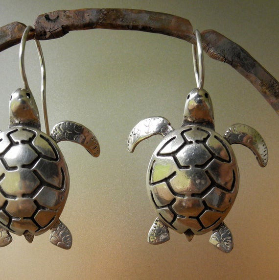 Sea Turtle Earrings
 Sea Turtle Earrings sterling silver by BobsWhiskers on Etsy