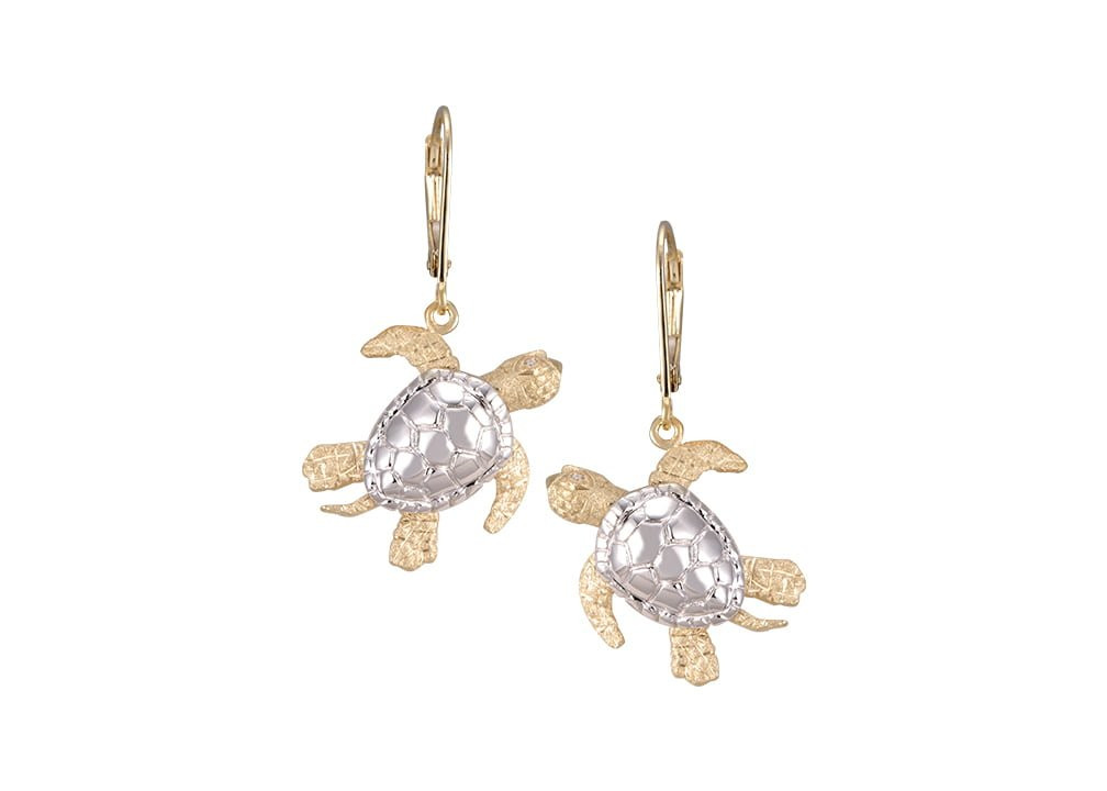 Sea Turtle Earrings
 Denny Wong Sea Turtle Dangle Earrings 14K 2 Tone