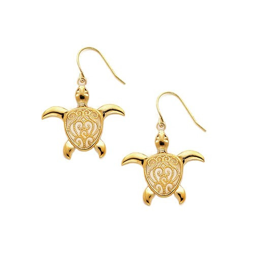 Sea Turtle Earrings
 Gold Sea Turtle Earrings Made in U S A