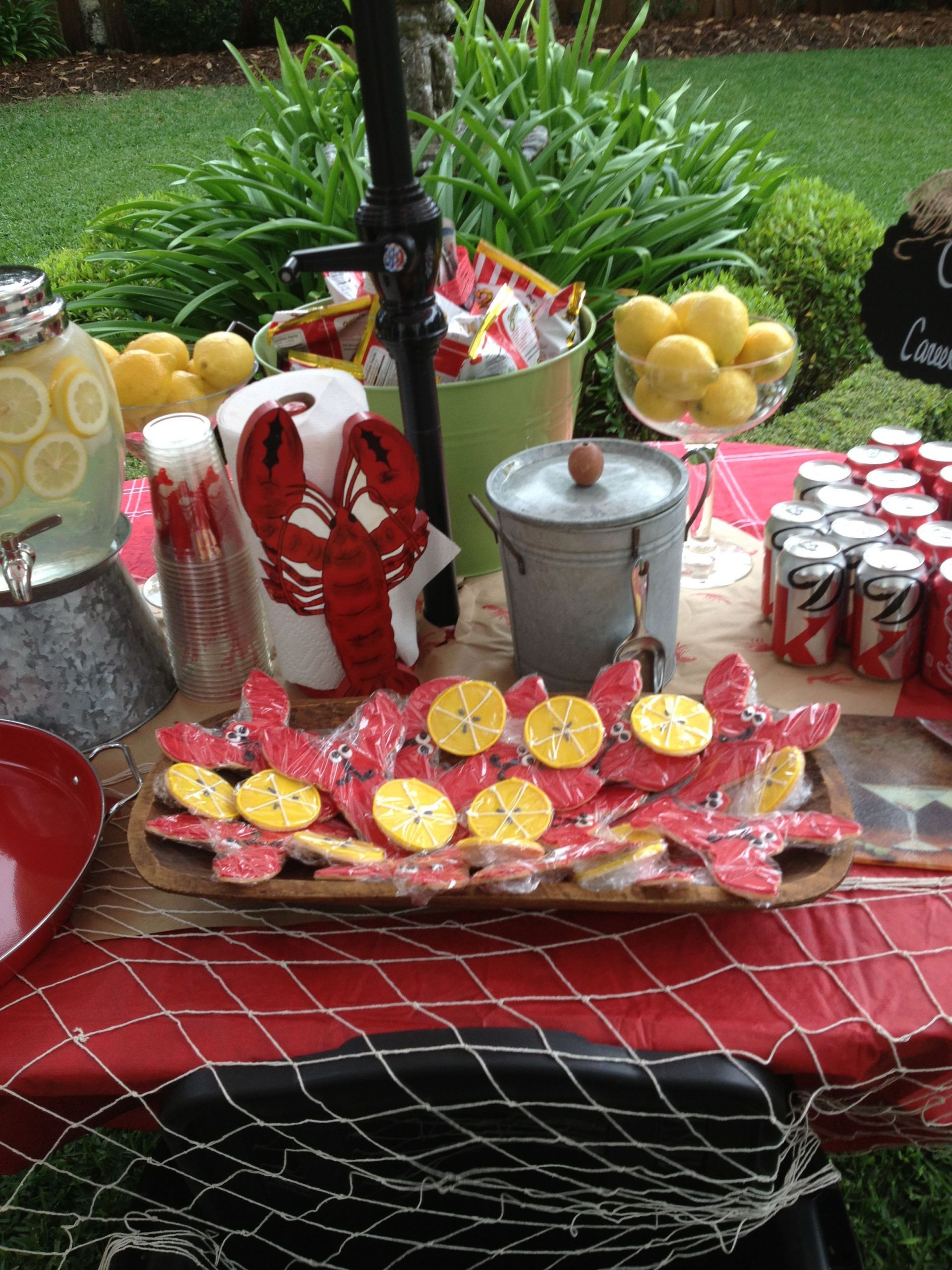 Seafood Dinner Party Ideas
 Crawfish boil table look at the cute cookies in 2019