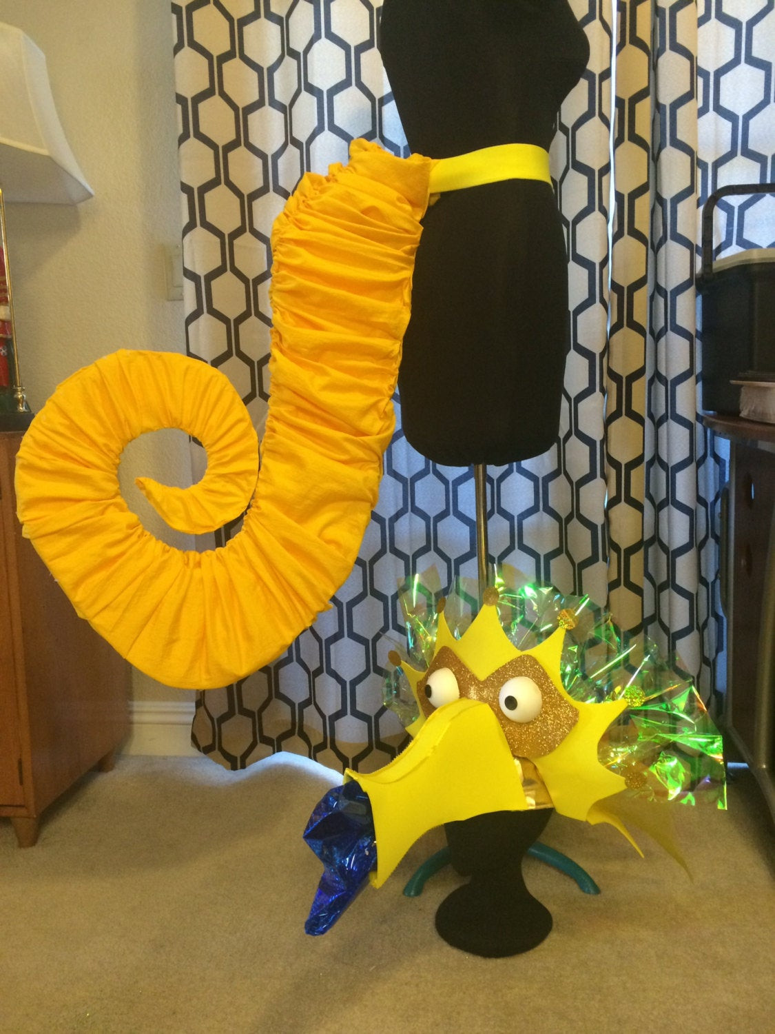 Seahorse Costume DIY
 Seahorse Yellow costume Tail and Headdress
