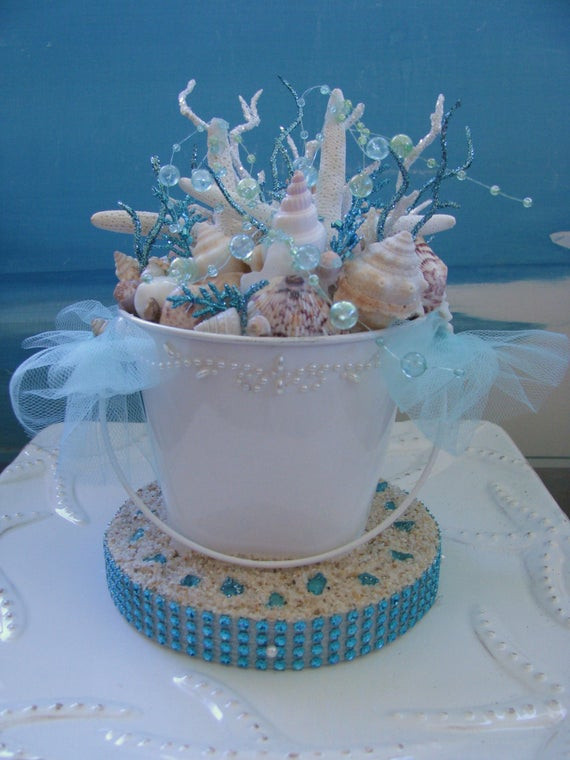 Seashell Wedding Cake
 Seashell Wedding Cake Topper Bucket Starfish Beach Wedding