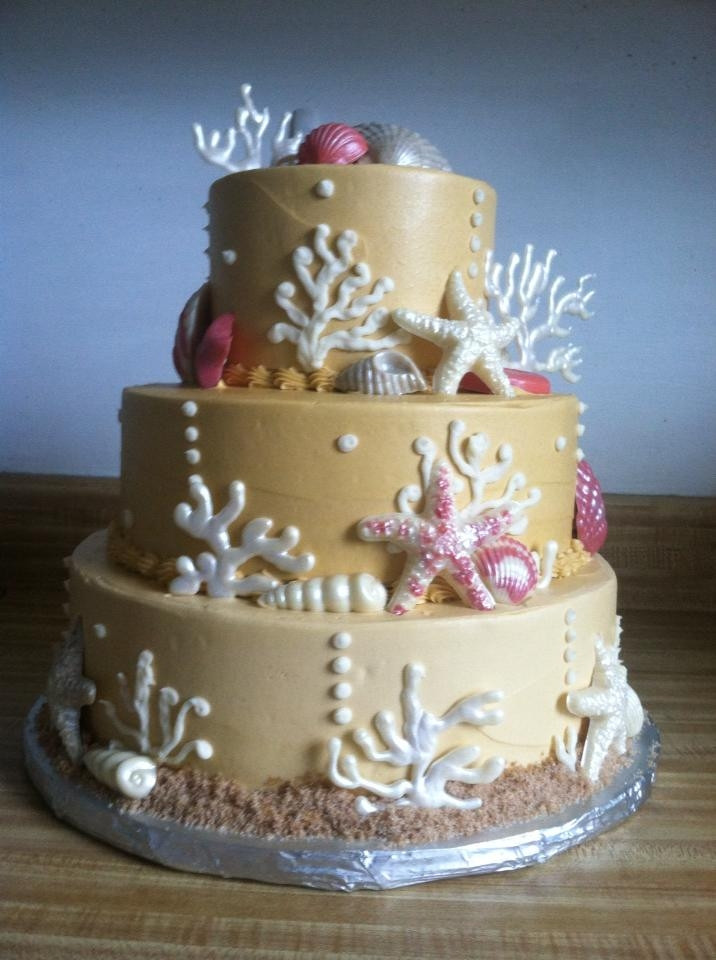 Seashell Wedding Cake
 Coral And Seashell Wedding Cake CakeCentral