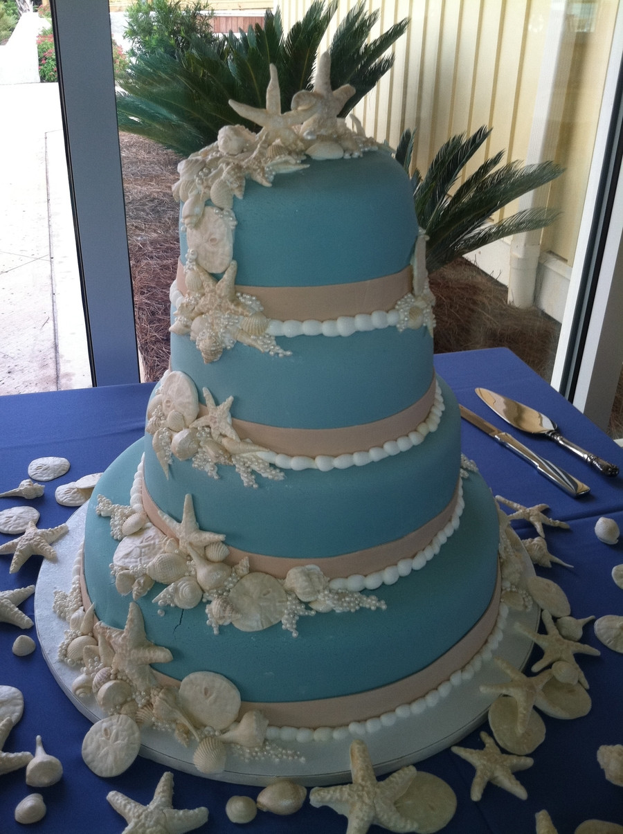 Seashell Wedding Cake
 Wedgewood Blue Seashell Wedding Cake CakeCentral