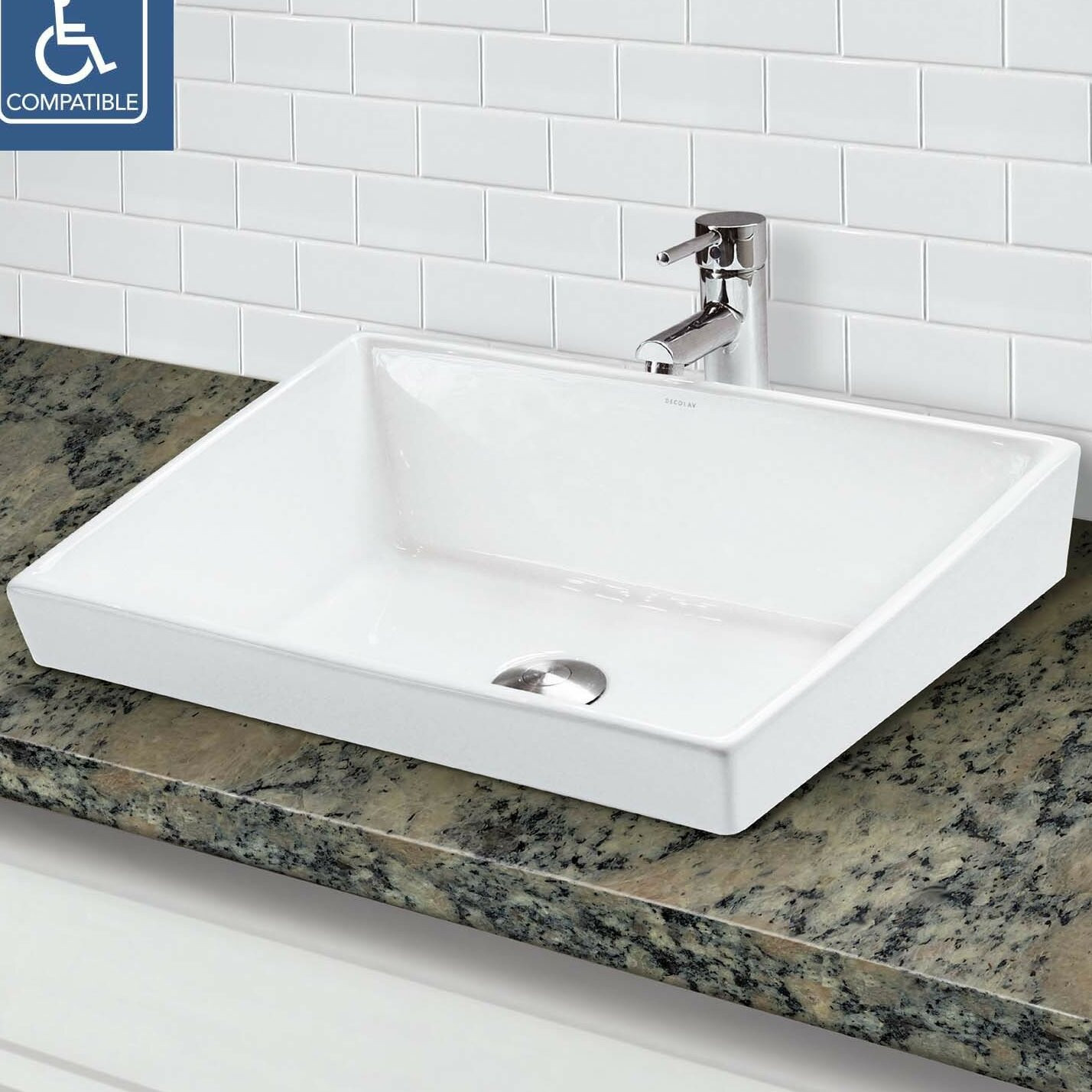 Semi Recessed Bathroom Sink
 DECOLAV Classically Redefined Rectangular Semi Recessed