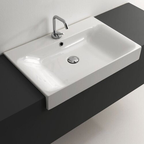 Semi Recessed Bathroom Sink
 WS Bath Collections Cento Ceramic Semi Recessed Bathroom