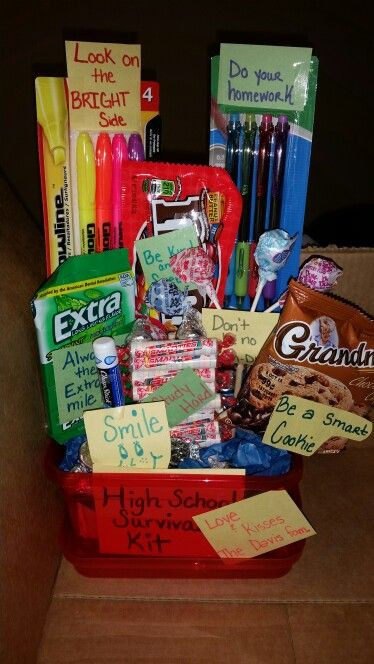 Senior Gift Basket Ideas
 High school survival kit some cute ideas to include in a