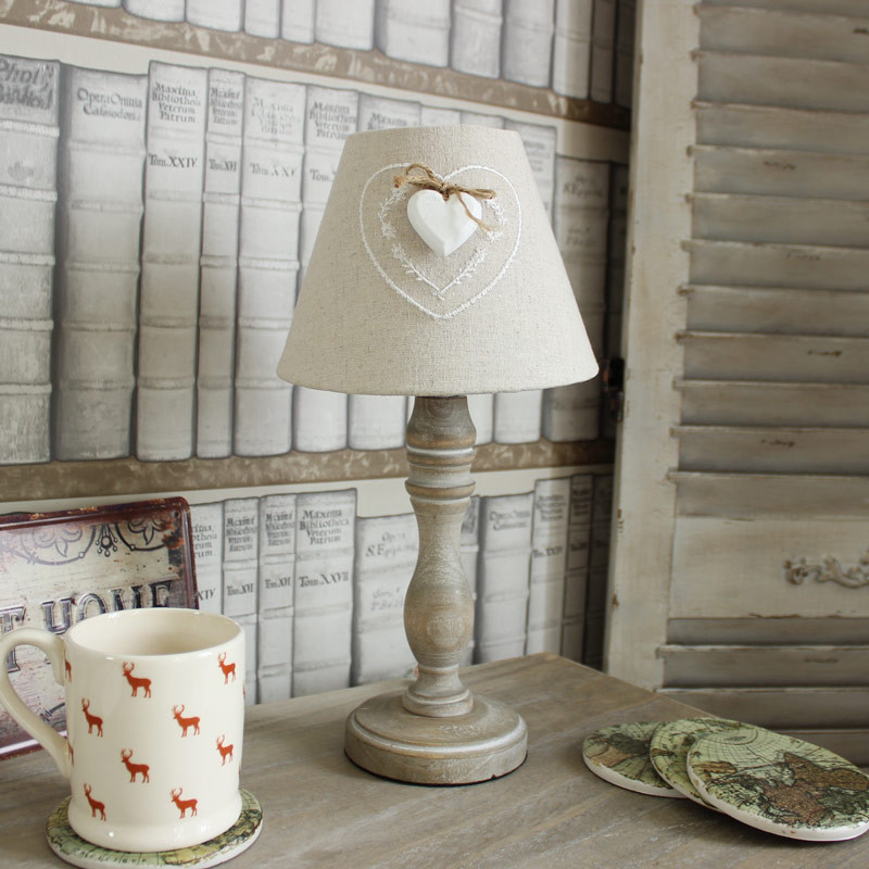 Shabby Chic Bedroom Lamps
 Wooden white washed table lamp linen shade shabby cottage