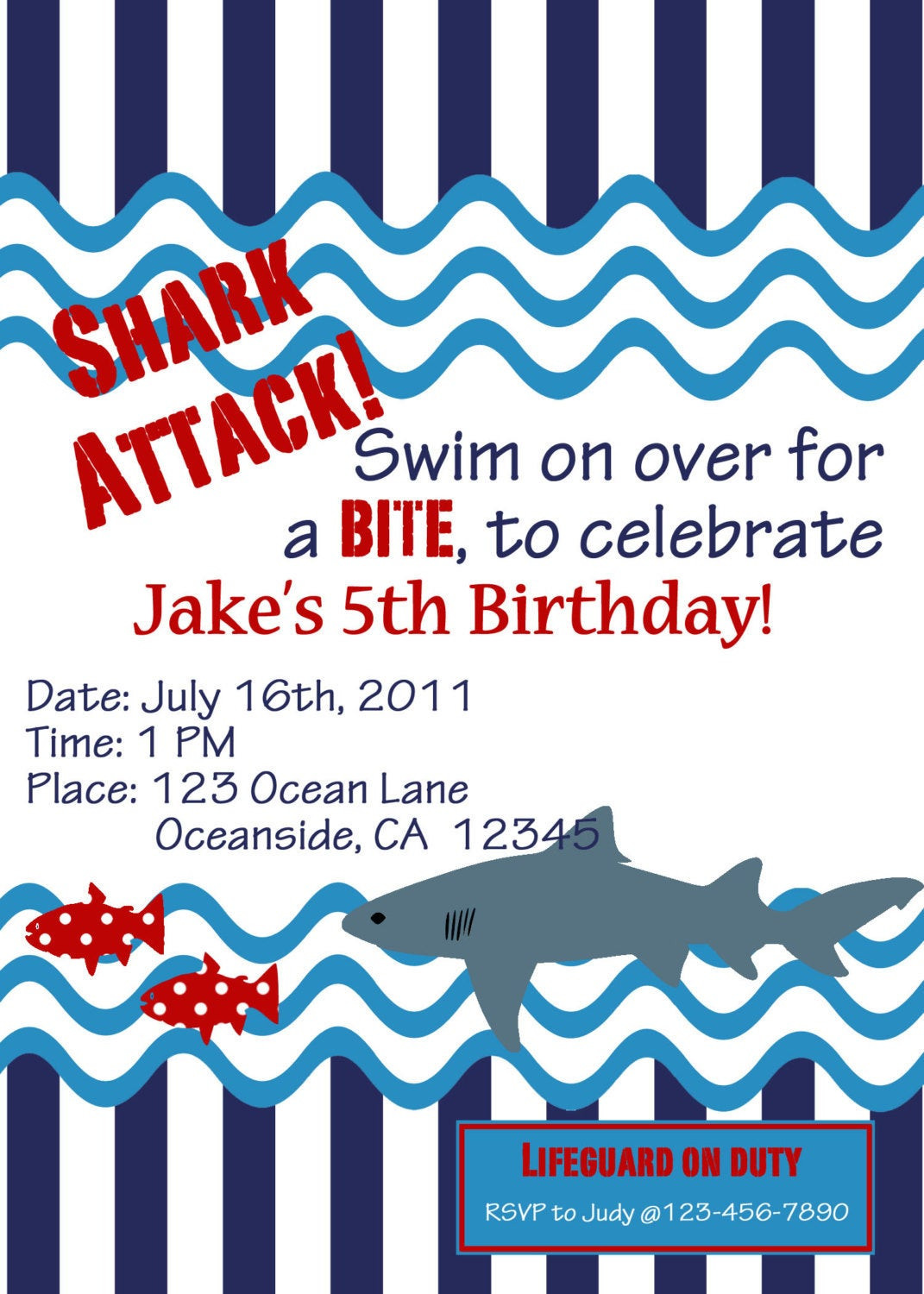 Shark Birthday Party Invitations
 Shark Party Invitation Printable birthday party by