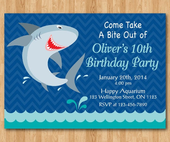Shark Birthday Party Invitations
 Shark Birthday Invitation Shark Theme Birthday Party Invite
