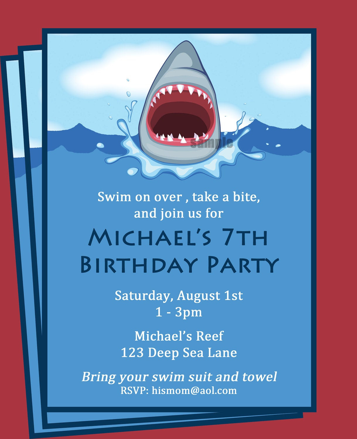 Shark Birthday Party Invitations
 Shark Invitation Printable Printable or Printed with FREE
