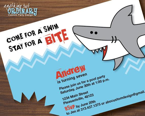 Shark Birthday Party Invitations
 Shark Birthday Invitations Printable Shark Invites Shark