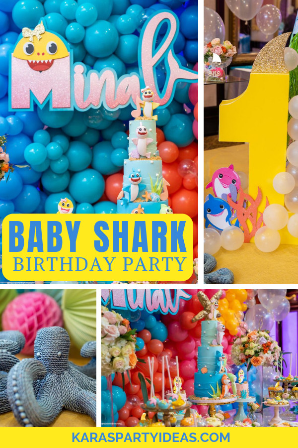 Shark Birthday Party Supplies
 Kara s Party Ideas Baby Shark Birthday Party