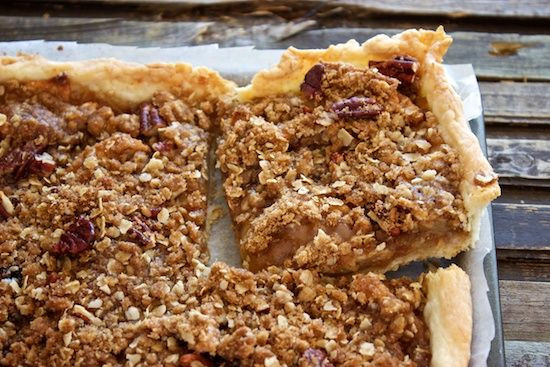 Sheet Pan Apple Pie
 Apple Slab Pie with Pecan Crumb Topping This pie is a