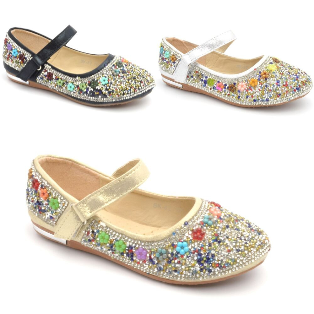 Shoes For Wedding Party
 CHILDRENS GIRLS KIDS FLAT DIAMANTE PARTY SHOES BRIDAL