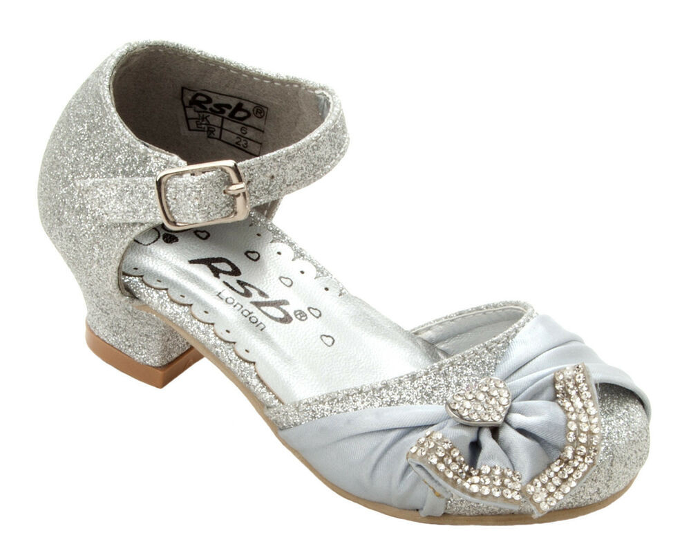 Shoes For Wedding Party
 GIRLS SILVER GLITTER DIAMANTE BRIDESMAID WEDDING PARTY