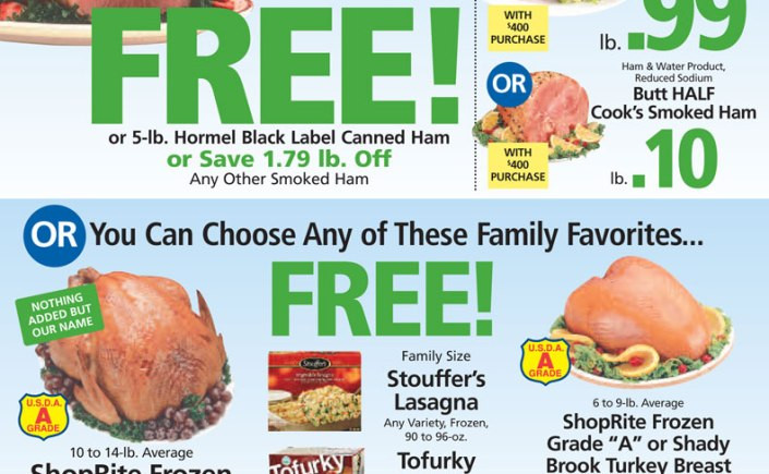 Shoprite Holiday Dinners
 FREE Holiday Dinner Favorite beginning Sunday April 22