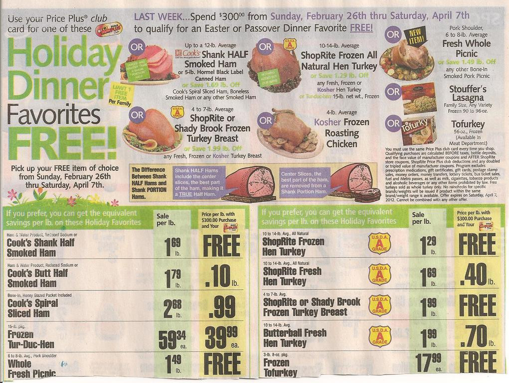 Shoprite Holiday Dinners
 ShopRite free holiday meals Hackettstown NJ