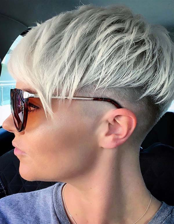 Short Haircuts With Undercut
 Unique Platinum Blonde Undercut Pixie Haircuts for 2019
