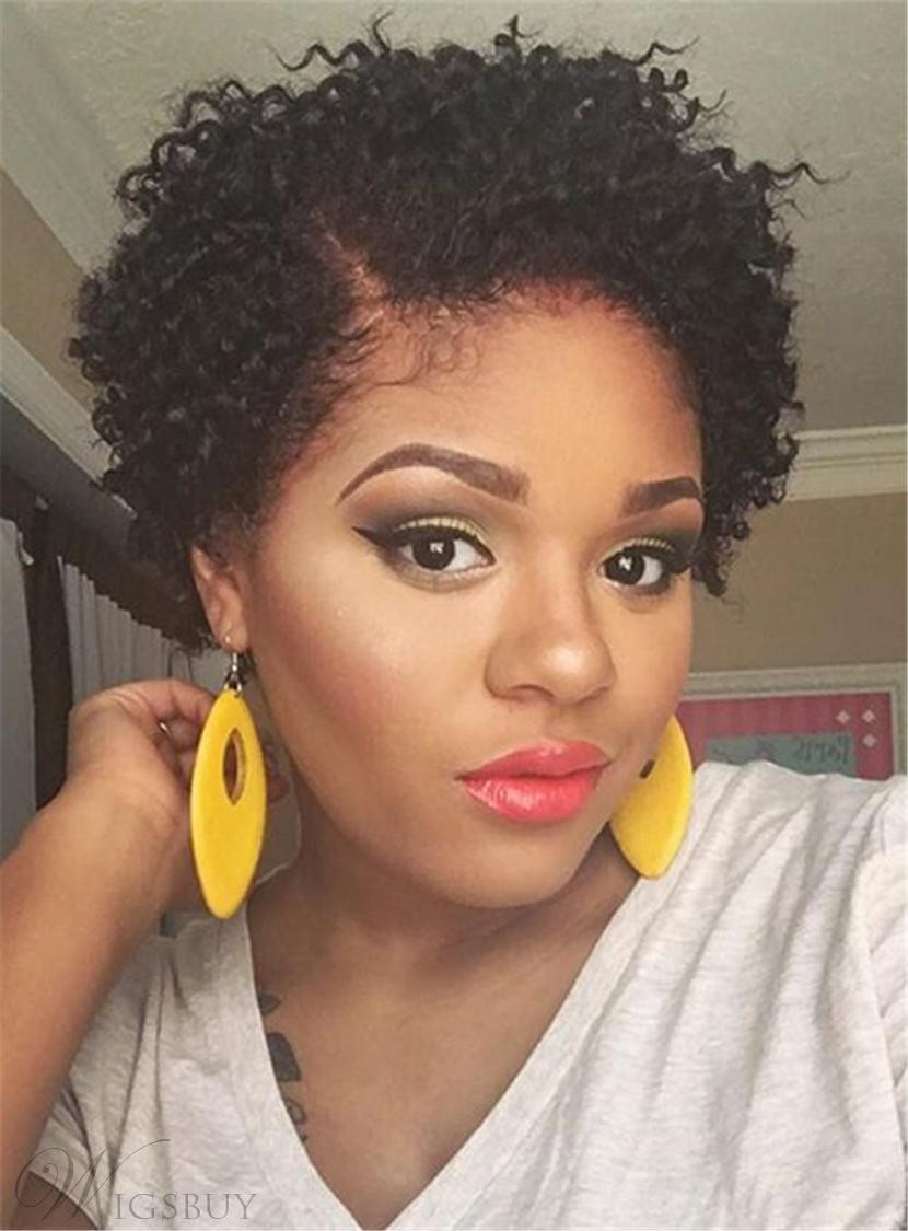 Short Natural African American Hairstyles
 Pixie Kinky Curly Short Natural Black Synthetic Hair For