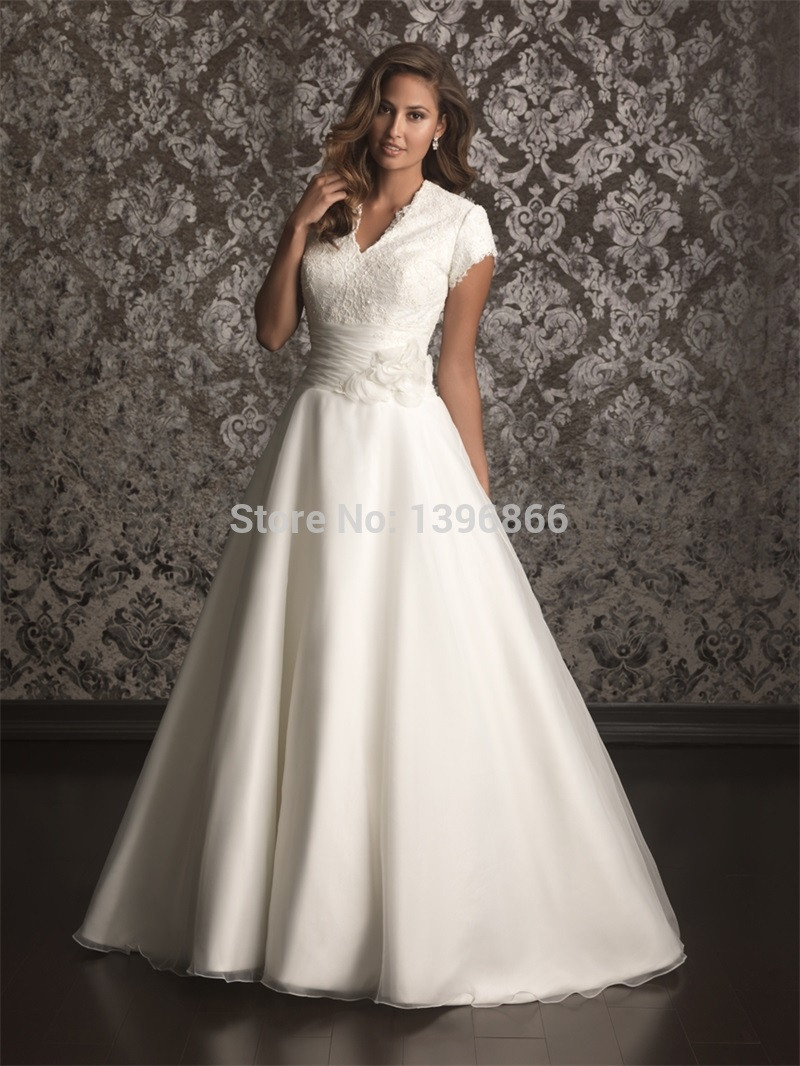 Short Sleeve Wedding Gown
 Princess Ball Gown Wedding Dress Short Sleeve 2015 V Neck