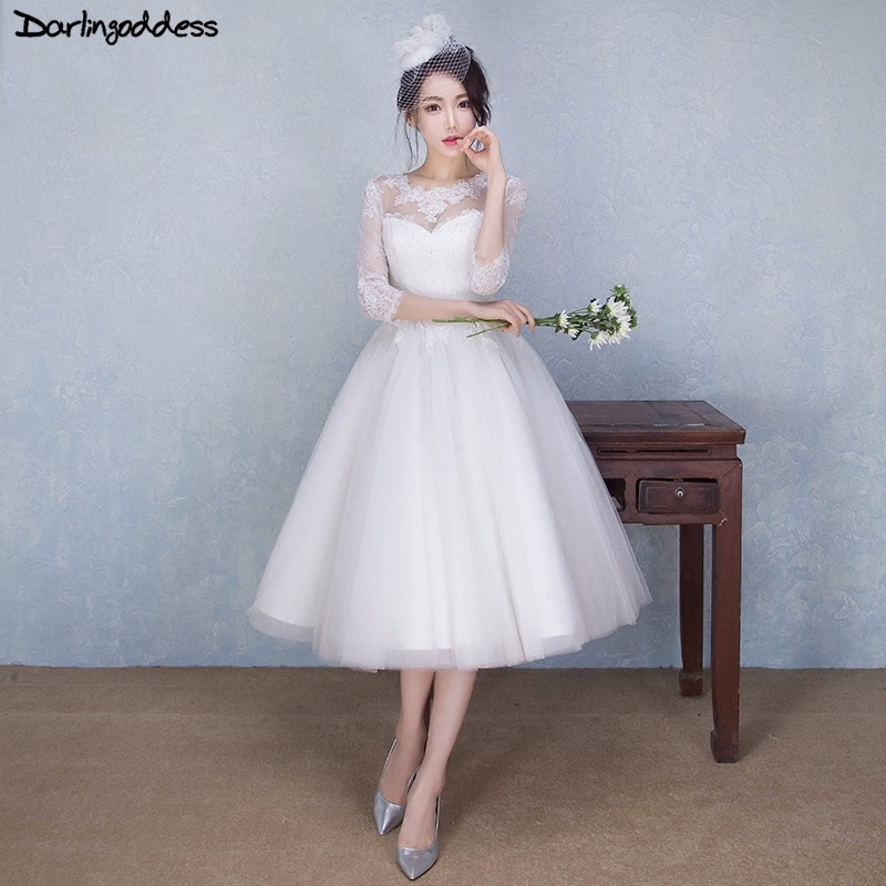 Short Wedding Dresses Vintage
 Robe De Mariage White Lace Short Wedding Dresses 2018 y