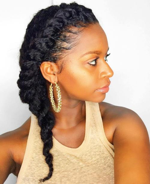 Side Twist Hairstyle On Natural Hair
 50 Easy and Showy Protective Hairstyles for Natural Hair