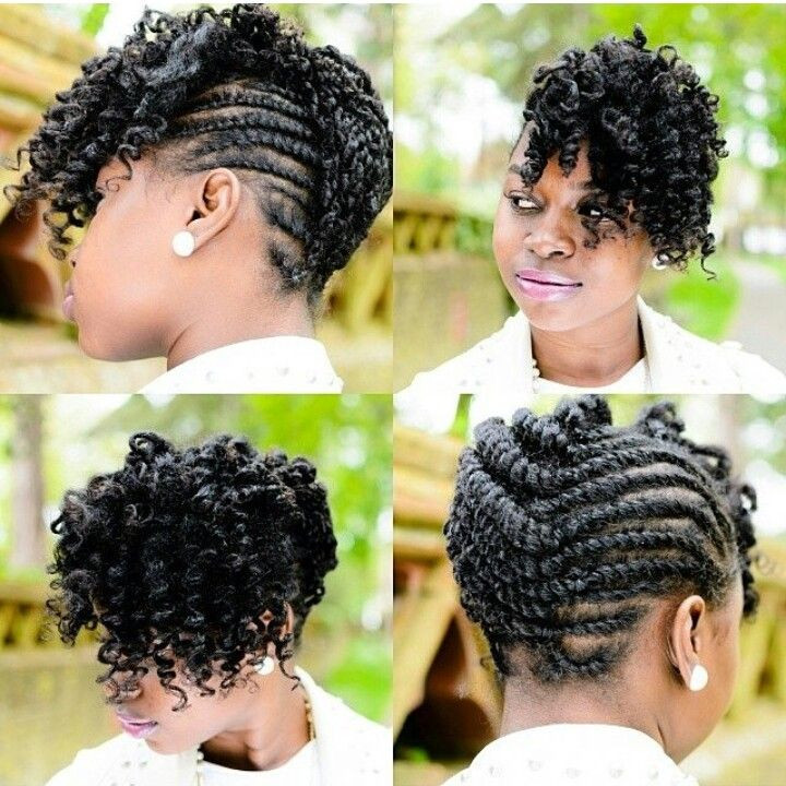 Side Twist Hairstyle On Natural Hair
 Braided up do with side spirals