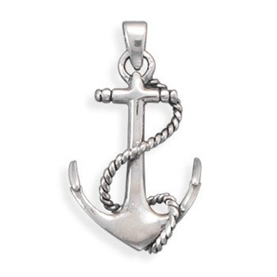 Silver Anchor Necklace
 Oxidized Anchor Pendant 925 Sterling Silver