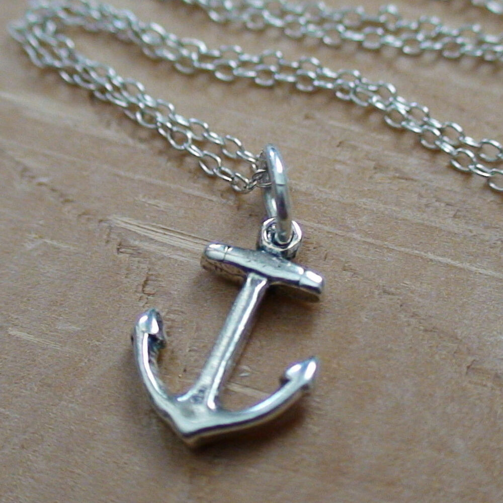 Silver Anchor Necklace
 Anchor Charm Necklace 925 Sterling Silver Nautical